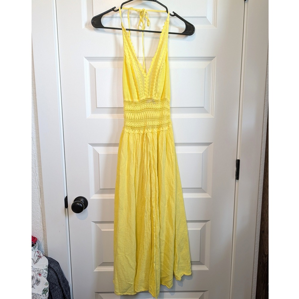 Sea Spice Cotton Crochet Lace Halter Dress